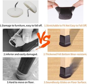 Pour protéger les sols des rayures et du bruit, couvre-pieds de meubles en feutre de silicone, protège-pieds de chaise pour sols en bois dur - Product Image 4