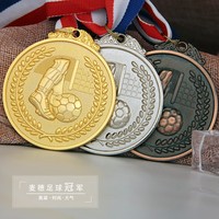 2023 Metal World Award Gold Sliver Soccer Aleación de zinc 3D Football Medal Cup y Trophy Sport Race Badge Personalización