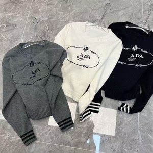 Maglione Invernale di Lusso da <span class=keywords><strong>Donna</strong></span> in 100% <span class=keywords><strong>Cotone</strong></span>, Pullover con Ricamo, Maniche Lunghe, Casual, Lavorato a <span class=keywords><strong>Maglia</strong></span> con Logo Personalizzato - Product Image 3