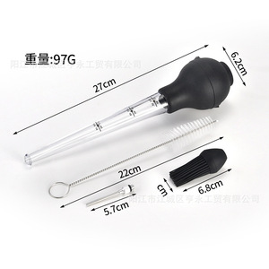 Turkey Seasoning Pump Silicone Needle With Cleaning Brush Meat Injector Barbecue Tool Red And Black - Product Image 2