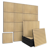 Tuiles murales acoustiques auto-adhésives rainurées et rayées en placage de bois, lot de 12 panneaux insonorisants à coller