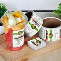 Étiquettes adhésives personnalisées en vinyle imperméable pour emballages alimentaires, fruits, jus, bouteilles et gobelets