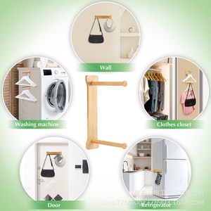 Wooden Magnetic Double Layer Coat Rack Wall Mounted <b>Clothes</b> Organizer <b>Storage</b> Shelf Multifunctional - Product Image 3