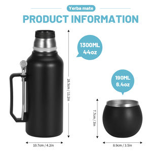La olla al vacío de té <span class=keywords><strong>Yerba</strong></span> <span class=keywords><strong>Mate</strong></span> de diseño moderno de 1300ml con asa y tapa facilita la adopción de <span class=keywords><strong>Mate</strong></span> como bebida de estilo de vida - Product Image 3