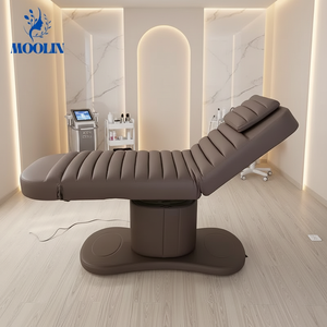 Fauteuil de beauté professionnel Moolin en cuir PU marron, 3 moteurs réglables, pour salon de <span class=keywords><strong>spa</strong></span>, hôtel et salle de sport - Product Image 1