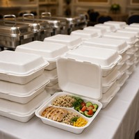 Barquette alimentaire jetable en mousse PS en gros avec couvercle articulé, emballage à clapet pour plats à emporter, vente en gros directe usine
