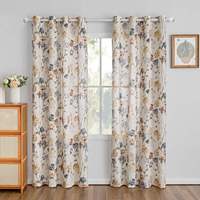 Rideaux filtrants la lumière en lin ignifuge sur mesure avec œillets, motif floral vintage, pour salon