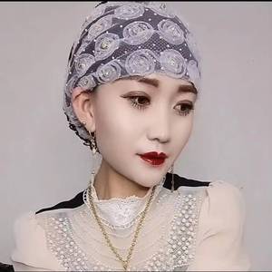 Women's Pleated Headscarf <b>Hat</b>, Arabic Style Muslim Headscarf, Ethnic Hair Accessory - Product Image 4