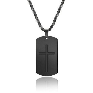 Insigne croisé simple pour hommes européens et américains chaîne de chandail <span class=keywords><strong>en</strong></span> acier inoxydable de vente chaude pour les anniversaires de coulée pour <span class=keywords><strong>Amazon</strong></span> - Product Image 5