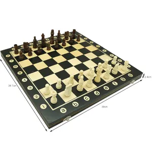 30 yıl fabrika FSC klasik ahşap satranç oyun seti 15 inç katlanır satranç tahtası özelleştirme kabul satranç tahtası