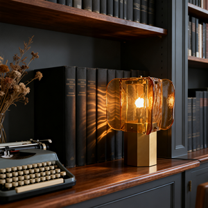 Lampu Meja Gaya Antik Cina dengan Sentuhan Artistik, Lampu Meja Kreatif Warna Amber untuk Kamar Tidur, Ruang Tamu, Ruang Belajar - Product Image 2