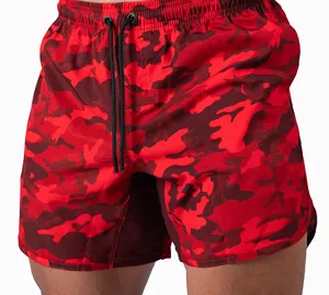 Fabricantes de pantalones cortos atléticos de camuflaje para hombres con bolsillos y cintura elástica Ropa deportiva de secado rápido Ropa de gimnasio para hombres