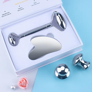 2021 Beauty Roller Quality Ice Cold Stainless Steel Body Facial Massage Roller Guasha with <b>Box</b>. - Product Image 1