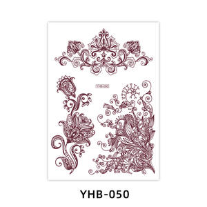 En Promotion Autocollants de <span class=keywords><strong>Tatouage</strong></span> Tendance au Henné Mehndi Rouge-Brun, Art Corporel <span class=keywords><strong>Arabe</strong></span> pour Visage et <span class=keywords><strong>Main</strong></span>, Tatouages Temporaires Étanche - Product Image 3