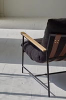 Fauteuil lounge nuage naturel japonais moderne, fauteuil en cuir, base en bois, salle à manger, loisirs, maison, salon, chambre à coucher