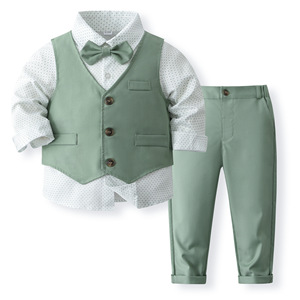 Stile europeo Design Design camicia + gilet + pantaloni Set completo per bambini Gentleman Boys abbigliamento bel ragazzo vestito formale For6Y - Product Image 4