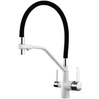 Robinet de cuisine moderne monotrou dans un évier de cuisine noir fantaisie avec plusieurs modes d'eau noyau de valve en céramique sur le comptoir