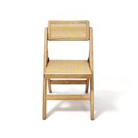 Chaise de salle à manger pliante en bois massif avec assise en rotin, portable, design classique pour la maison, l'hôtel et le restaurant