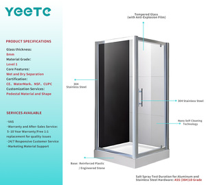 Porte <span class=keywords><strong>de</strong></span> <span class=keywords><strong>douche</strong></span> pivotante YEETE noir mat, <span class=keywords><strong>verre</strong></span> <span class=keywords><strong>de</strong></span> sécurité trempé 6 mm, cabine <span class=keywords><strong>de</strong></span> <span class=keywords><strong>douche</strong></span> minimaliste <span class=keywords><strong>pour</strong></span> la vente en gros et les projets - Product Image 2
