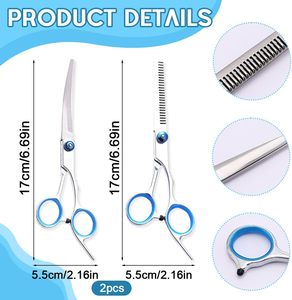 2 piezas Ciseaux De Toilettage Professionnels Pour Chiens Et Chats En Acier Inoxydable, Avec Embouts De - Product Image 2