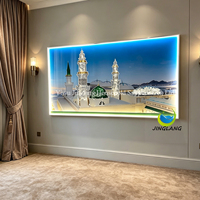 Décoration Murale Islamique en Porcelaine avec LED, Motif Diamant et Cristal, Thème Religieux Ethnique, Mosquée de Médine