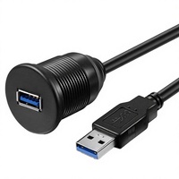Câbles d'extension USB 3.0 pour tableau de bord de voiture, charge rapide 5A, 1m, gaine en PVC tressée, mâle vers femelle, montage encastré
