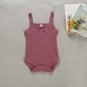 Combinaison en coton tricoté à bords dentelle, couleur unie, printemps-automne, pour bébés 2022 - Product Image 5