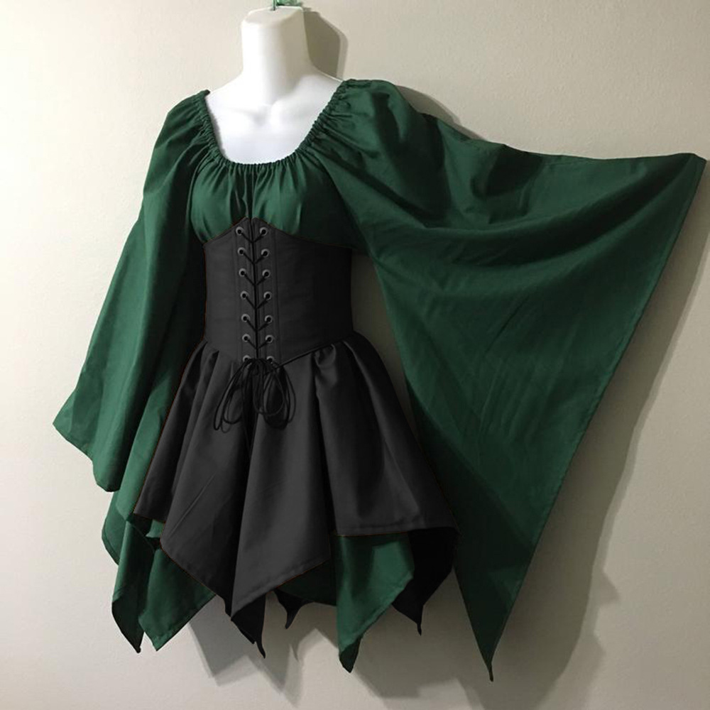 green emerald velvet dress Womens Long Green Medieval Dress main image 1