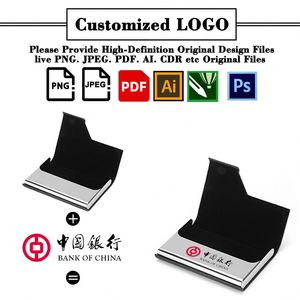 Personalized Business Holder Leather Aluminum Metal <b>Name</b> Case Box Clip Closure Men Women for Credit Card Storage - Product Image 2