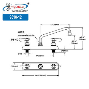 Grifo de cocina de 9810-12 y 8 pulgadas con agujeros, doble tablero de trabajo, con asientos extraíbles, incluye válvula de retención - Product Image 2