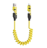 Câble de charge télescopique 4-en-1 populaire 65W pour Phone16/15/14, gaine TPE tressée, écouteurs Type-C, charge rapide 3A pour appareil photo
