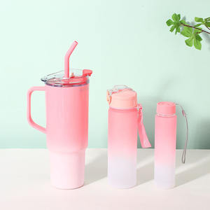 Vaso de viaje tripartito para exteriores personalizado de 260Ml, 750ml, 1200ml, con mango minimalista de vasos de plástico para beber directamente para tapa de paja - Product Image 2