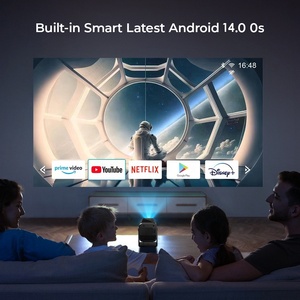 Projecteur portable pour <span class=keywords><strong>cinéma</strong></span> maison, système Android 14 d'usine, écran LCD LED Full HD 1080P natif, WiFi, 300 ANSI Lumens, 8K, KTV, films, soirées - Product Image 2