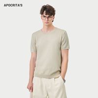 OEM/ODM T-shirt Homme Tricoté Solide de Haute Qualité à Double Ourlet Courbé, Manches Courtes Décontractées