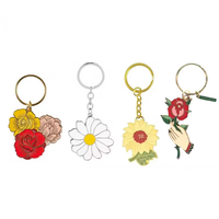 Métal beaux cadeaux camélia marguerite lotus fleur plante feuille fleur porte-clés émail porte-clés