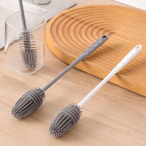 Household Multifunctional Silicone Long Handle TPR Grip Cup Teapot <b>Bottle</b> Cleaning <b>Brush</b> - Product Image 1