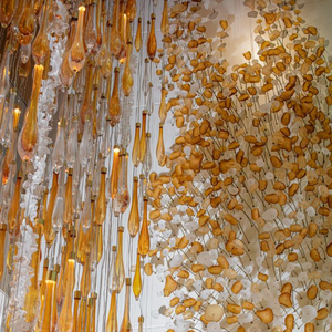 Lustre de Luxe pour Escalier, Suspension LED Dorée Goutte d'Eau, Lampe Suspendue en Cristal pour Loft et Restaurant, Haute Luminosité, Angle de Faisceau <span class=keywords><strong>50</strong></span>° - Product Image 3