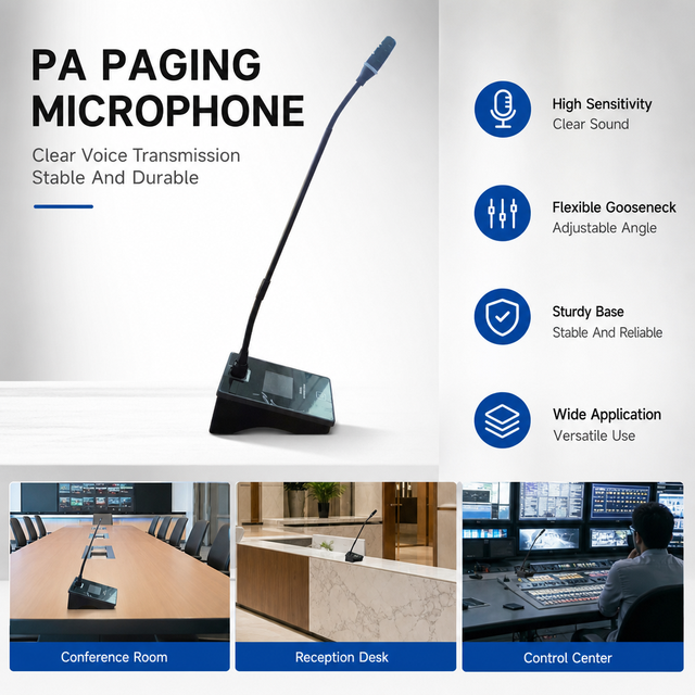 Digital Wired Gooseneck Microphone IPS TFT Display Touch Switch Conference Microphone