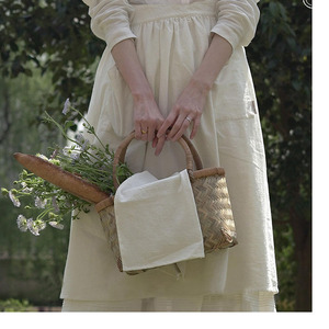 Mezzo grembiule in stile bohémien, alla moda e alla moda e avvolgente grembiule in vita da donna, abbigliamento da lavoro in cotone e lino per studi d'arte - Product Image 5