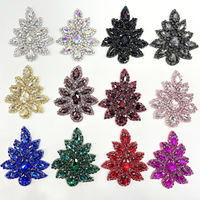 Appliques en strass de cristal à coudre faites à la main PE093, patchs à strass thermocollants pour sacs à fleurs et vêtements