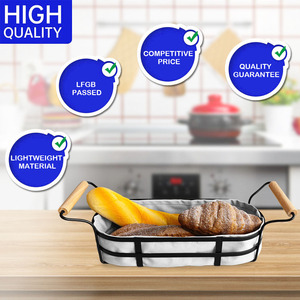 <span class=keywords><strong>Vintage</strong></span> in ferro cesto di pane fodera di lino cibo stand Organizer acciaio rustico Mini cestino per il pane con manico in legno - Product Image 5