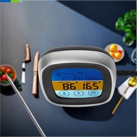 Thermomètre numérique de cuisine et de barbecue à écran tactile en plastique avec fonction de rétroéclairage, alarme, alimenté par piles, pour utilisation au barbecue