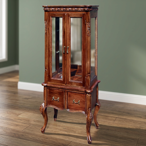 Antique Appearance Handmade Solid Wood French Design 2 Drawers Durable Display Cabinet Multi-purpose Storage Living Room Bedroom - Product Image 6