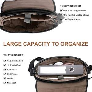 <span class=keywords><strong>Sac</strong></span> <span class=keywords><strong>de</strong></span> messager 17-17.3 pouces <span class=keywords><strong>sac</strong></span> d'ordinateur pour hommes résistant à l'eau toile professeur sacoche pour ordinateur portable pour travail bureau collège Uckle - Product Image 3