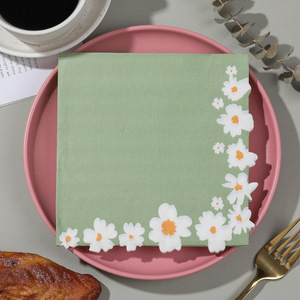 Printed Daisy Paper Napkins 330mmx330mm For Birthday Parties And Events - Product Image 1