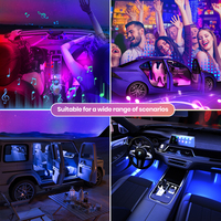Bande LED 12V RVB pleine couleur contrôlée par application Lumière ambiante Décoration de cabine au néon pour ambiance intérieure de voiture Accessoires d'éclairage de voiture