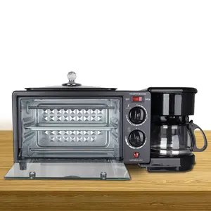 JUNWEI 12L 1000W home appliances kitchen OEM ODM per la colazione 3 in 1 Toaster Oven Breakfast Sandwich Maker