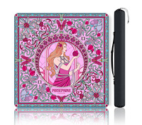 Tapis de Mahjong Bohème Mandala Art 80x80cm, Tapis de Jeu de Poker Portable Silencieux Antidérapant Imprimé de Luxe