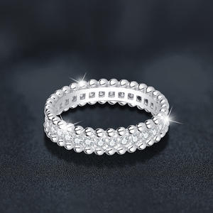 Bague Moissanite en argent Sterling S925 pour femmes avec bord de perles Bague kaléidoscope étoilée Bijoux de vente chaude transfrontaliers - Product Image 1