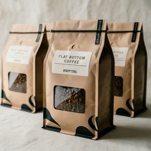 Pochette à fond plat en papier kraft personnalisée de 250 g, 500 g, 1 kg avec fenêtre, 100 % recyclable, écologique, pour l'emballage du café, avec fermeture éclair - Product Image 1